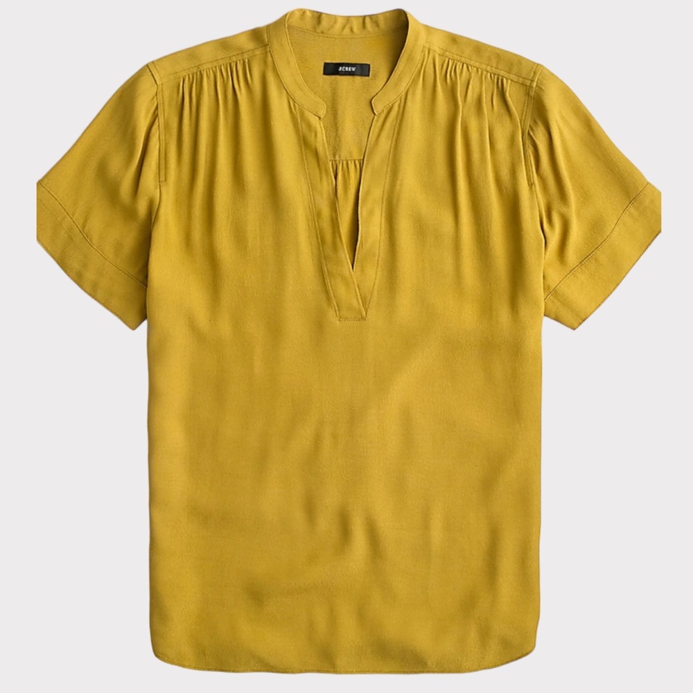 J. Crew - Drapey Band-Collar Popover Blouse - Golden - Size Medium
